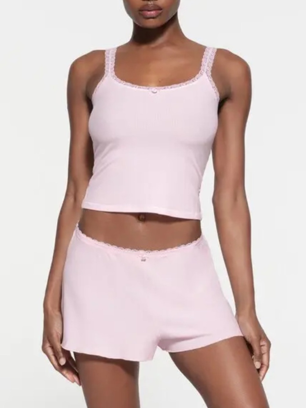 Skims Soft Lounge Lace Tank & Short Set Cherry Blossom Pink Size Large